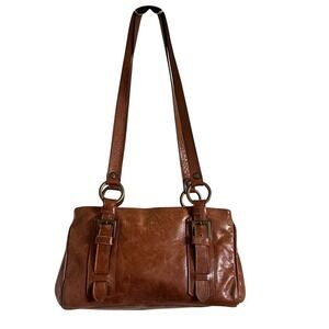 Vtg Vera Pelle Jenny‎ Italian Leather Shoulder Hobo Bag Brown Luxury Designer